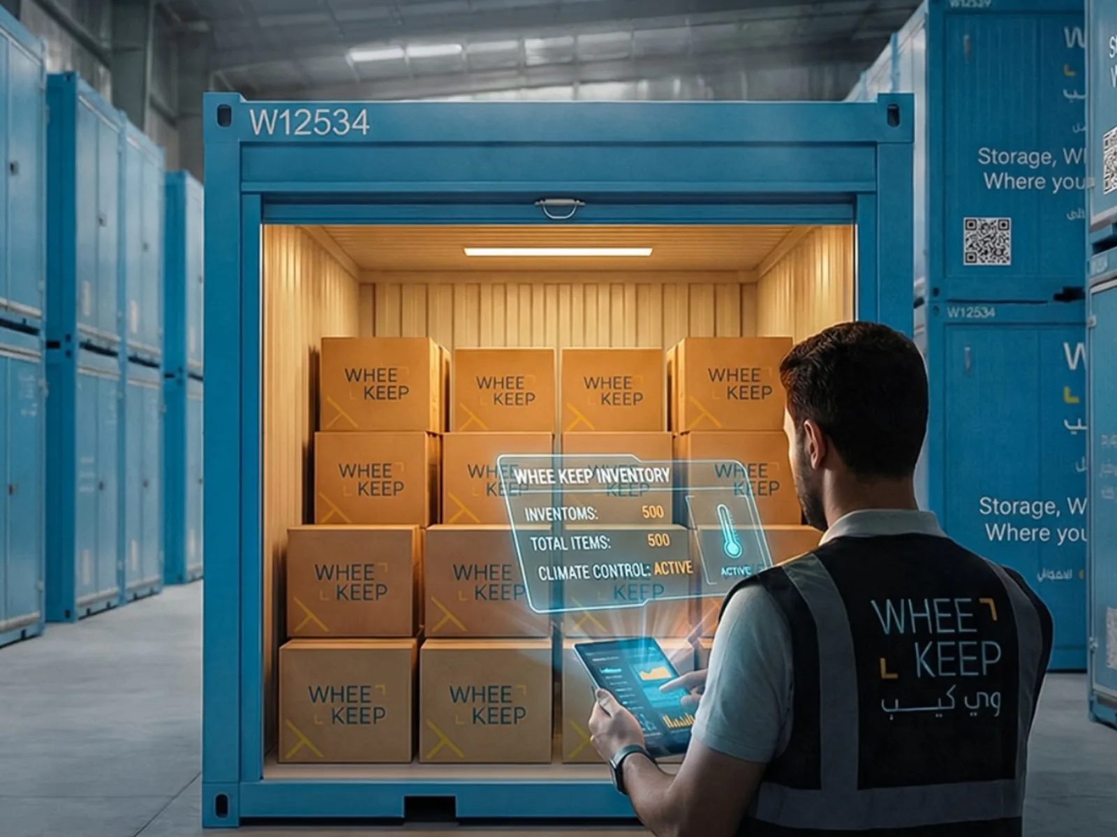 The clean, empty interior of a WheeKeep storage unit